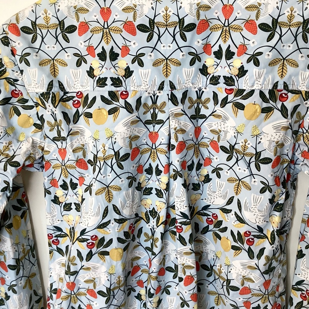 Boden Fruit & Bird Novelty Print Long Sleeve Button Up Shirt - Blue - 4 - Picture 6 of 8